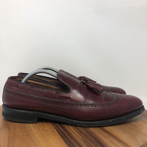 Allen Edmonds Mens Berwick Loafer Burgundy Almond Toe Wingtip 11.5 AA Narrow main image 9